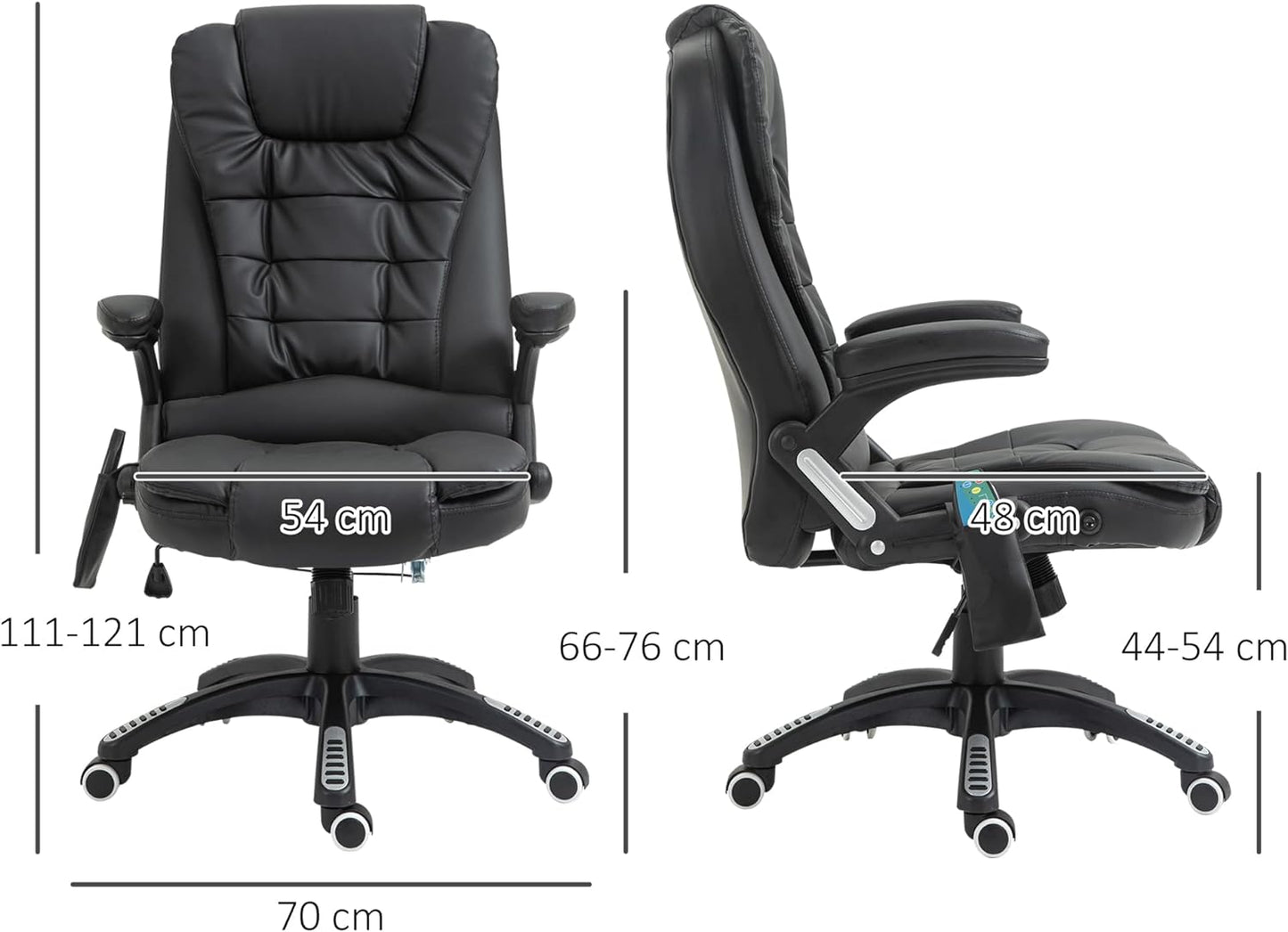 Massagesessel, Schwarz ; 70 x 70 x (111 – 121) cm (L x B X H)