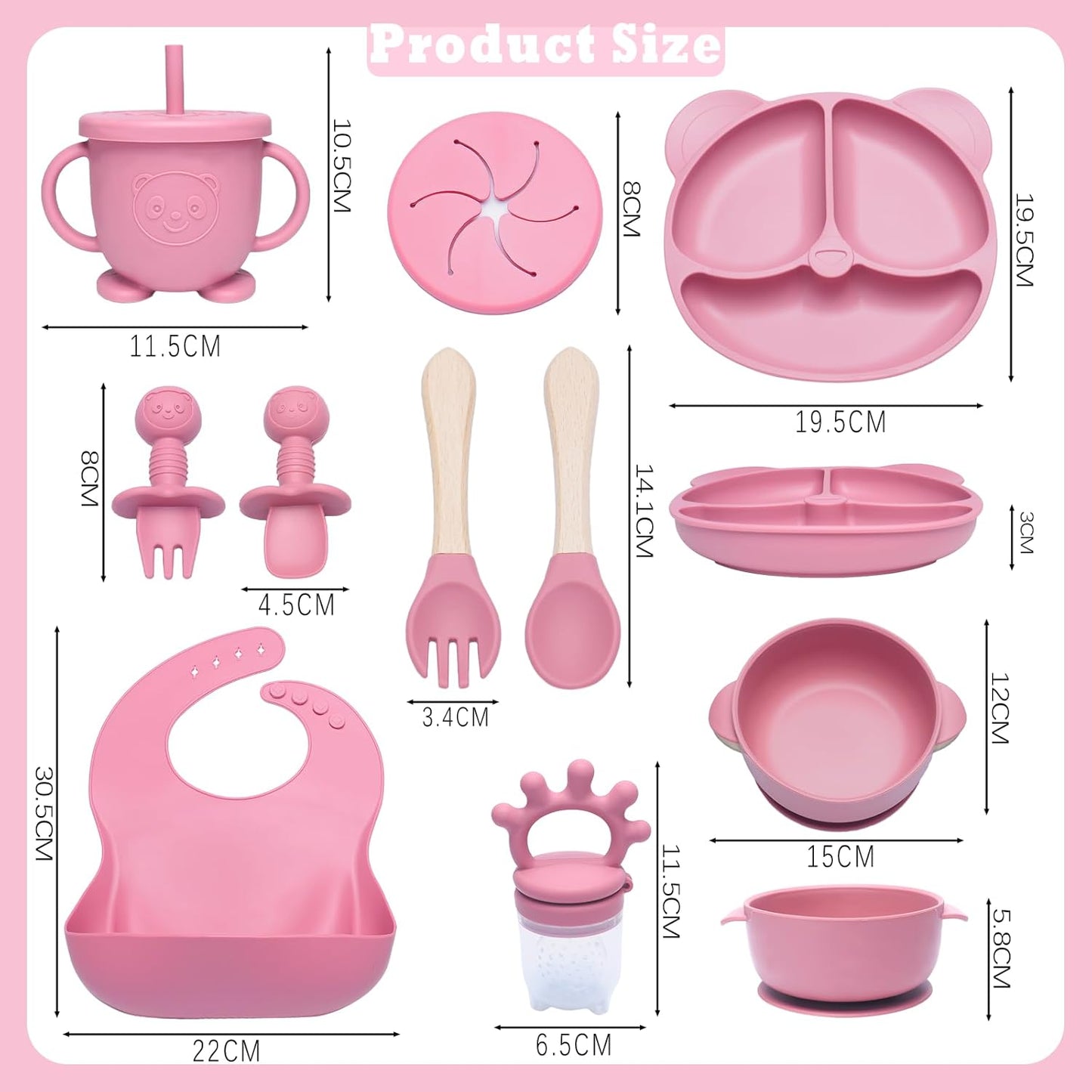 10-teiliges Baby-Geschirrset, Rosa
