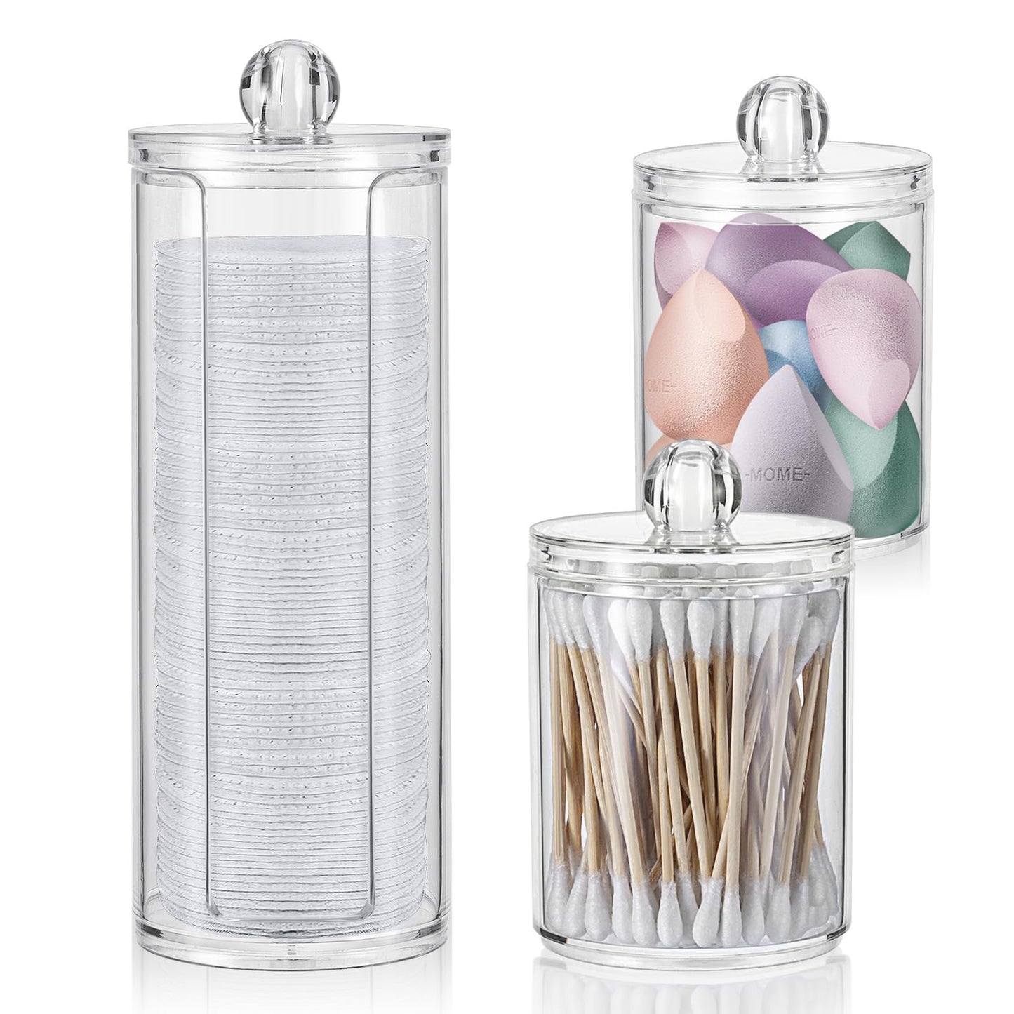 3-teiliges Wattepad- und Wattestäbchen Spender-Set