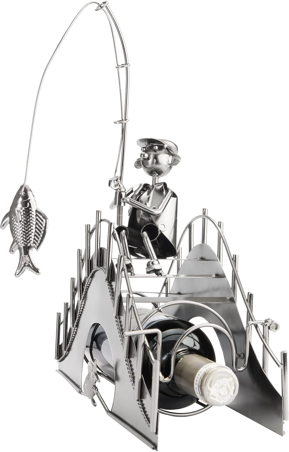 Flaschenhalter Angler auf einer Brücke