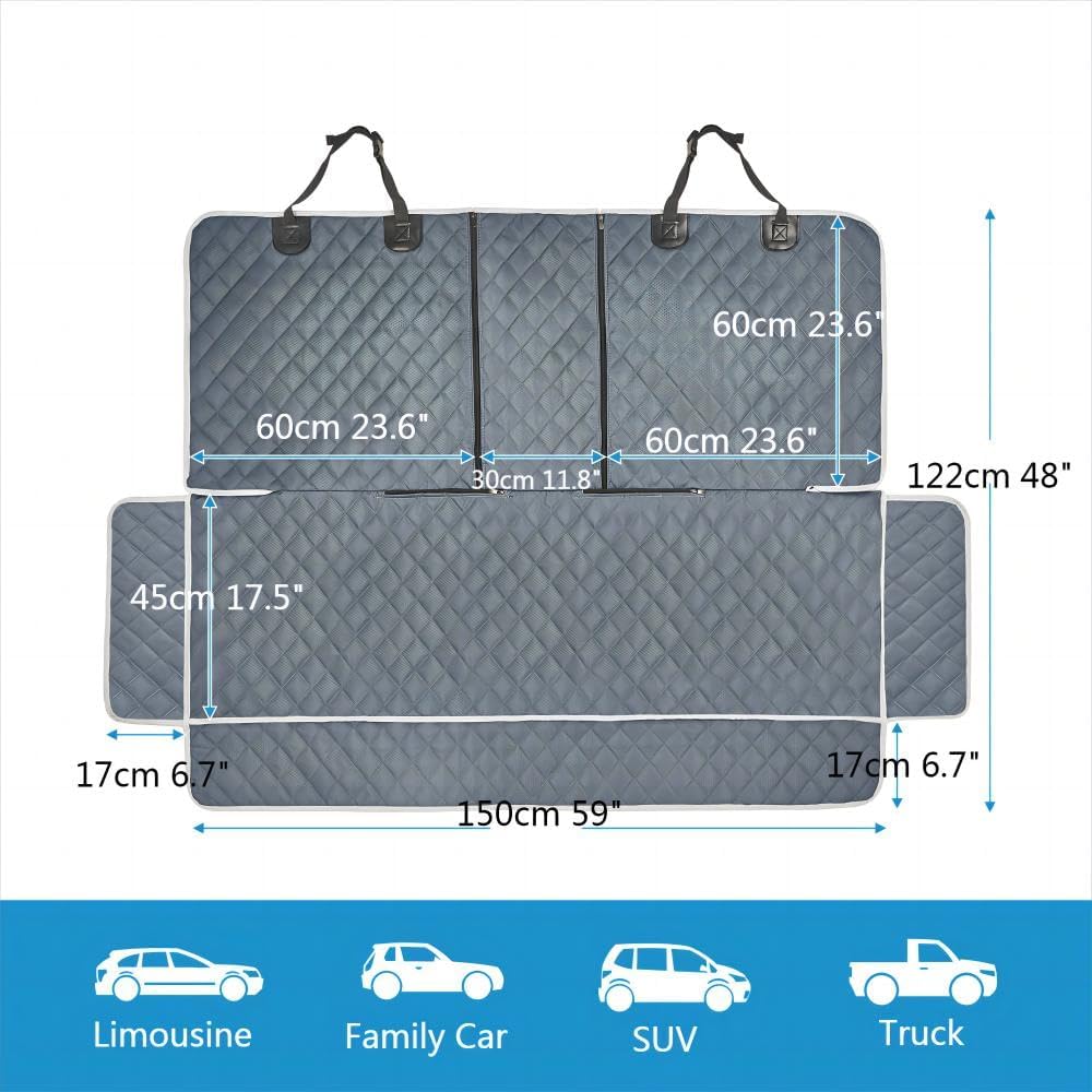 Wasserdichte Autoschondecke für Hunde, grau / X-Large