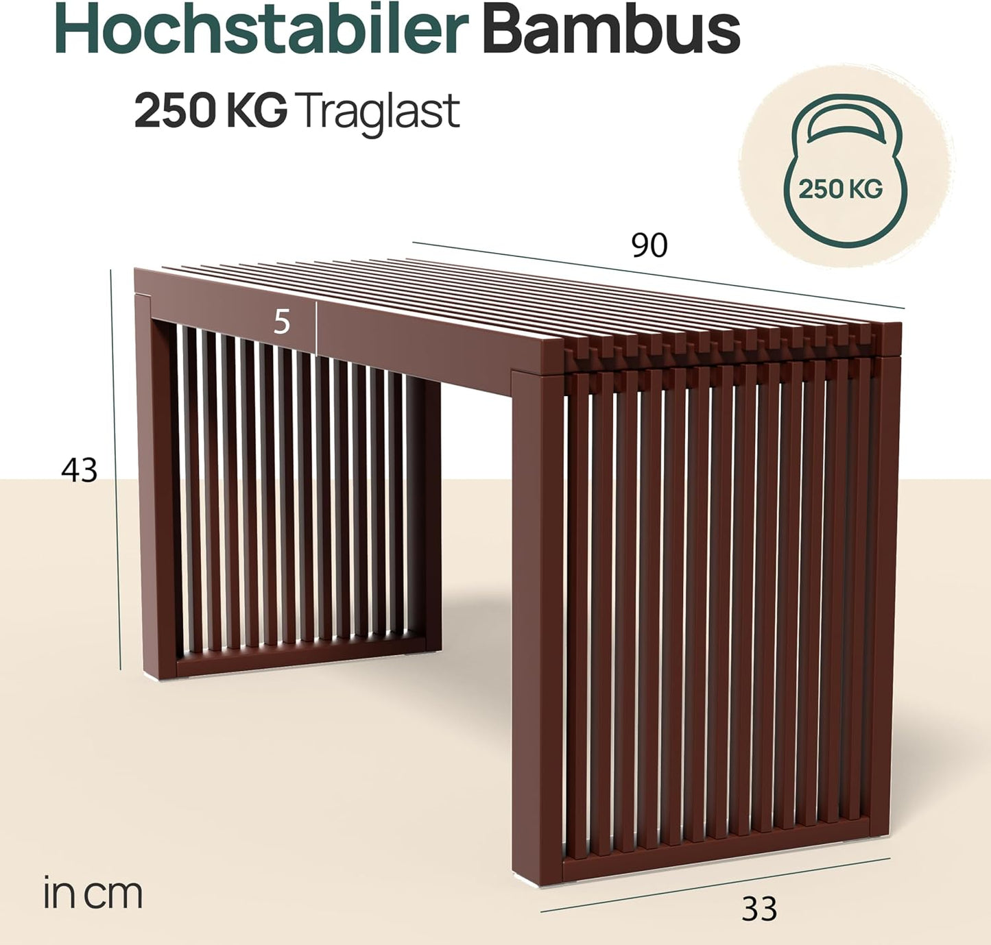 Sitzbank für Flur & Esszimmer, Braun Lang ohne Schuhablage