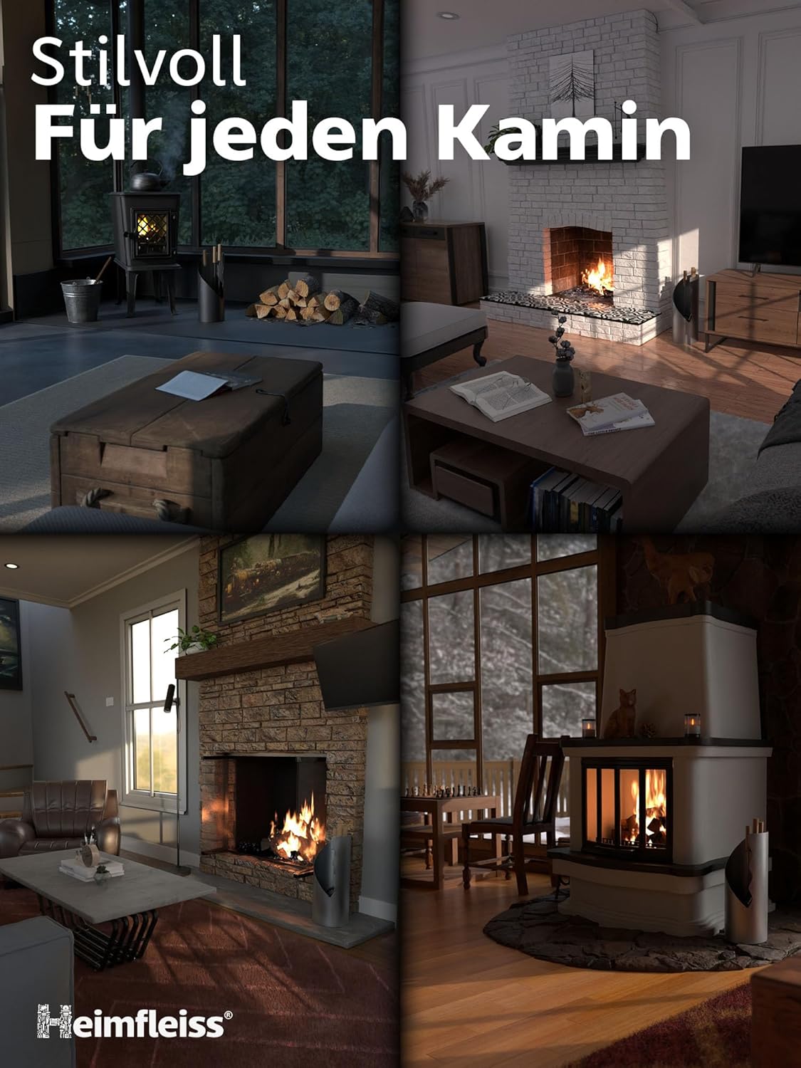 Kaminbesteck-Set, Grau