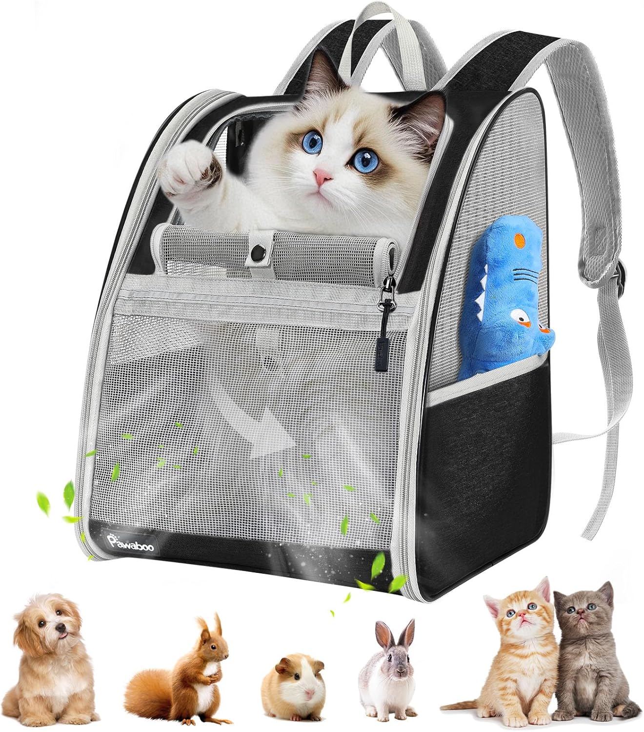 Haustier-Rucksack für Katzen & Hunde bis 10kg, Schwarz