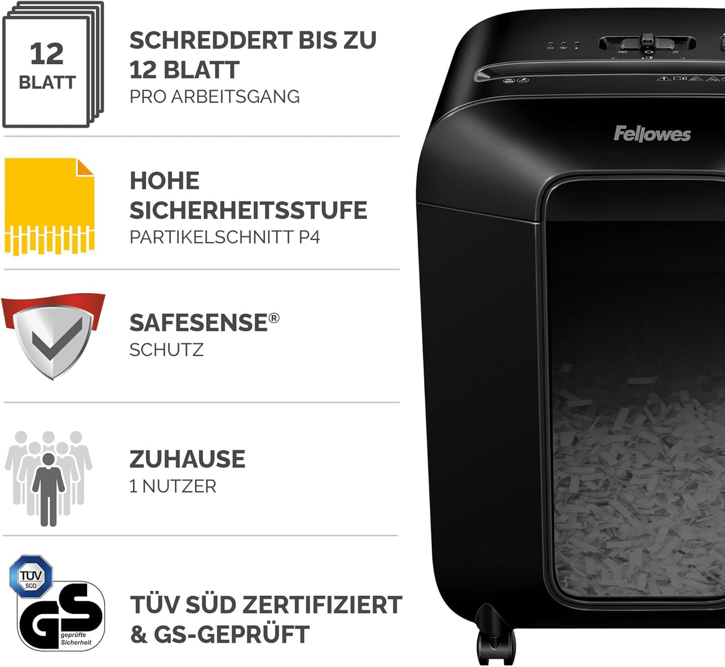 Aktenvernichter LX85, LX85 – 12 Blatt – Cross Cut – 19 Liter Papierkorb