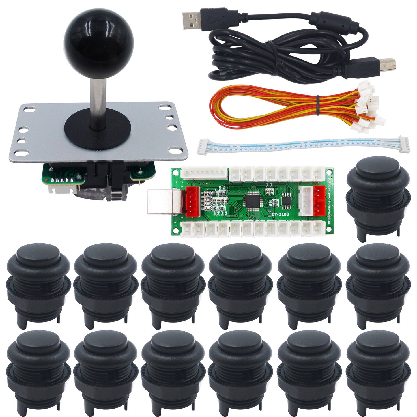 Arcade Game DIY Kit mit Zero Delay USB Encoder, black