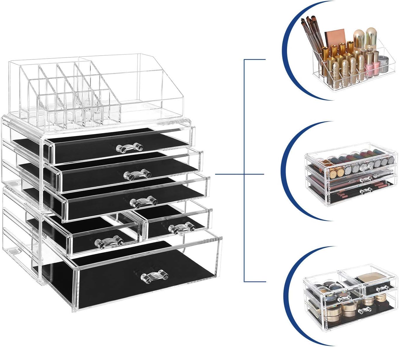 Make-up Organizer mit 6 Schubladen und 15 Fächern, Transparent 5 Tier (30,5H cm)