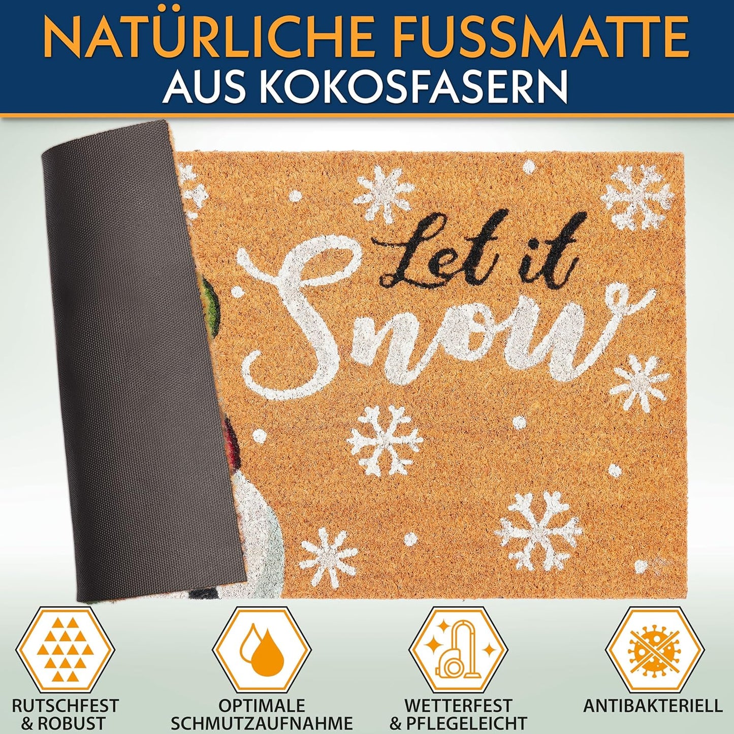 Weihnachtsfussmatte Let It Snow, Let It Snow - Schneemann