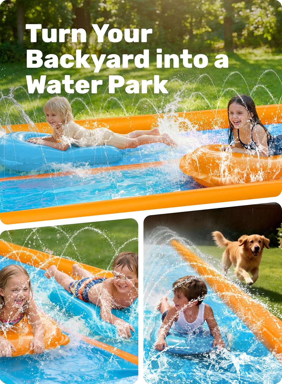 Doppel-Wasserrutsche mit Sprinkler