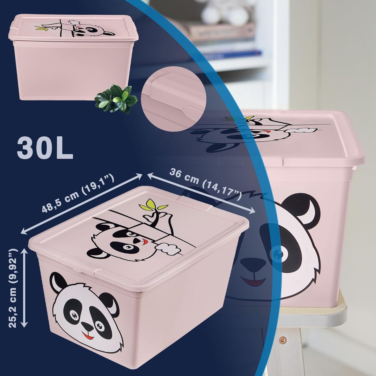 Aufbewahrungsbox mit Deckel, Rosa 30L