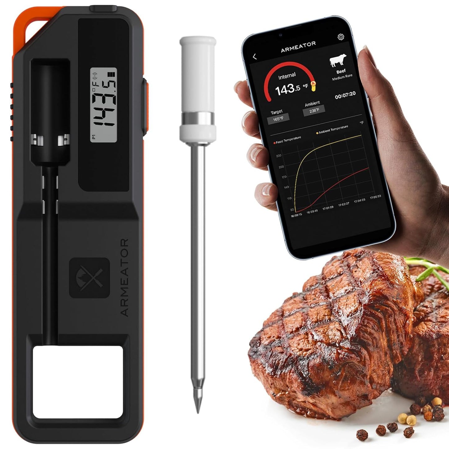 Digitales Grill- und Bratenthermometer mit Schnellanzeige, L