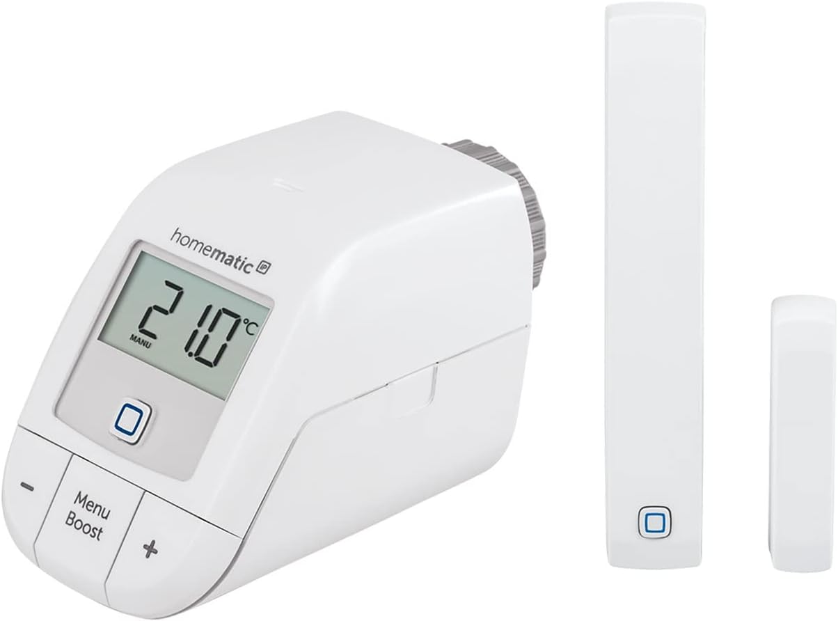 Homematic IP Heizkörperthermostat mit Thermostat & Sensor, Set Heizen – easy connect