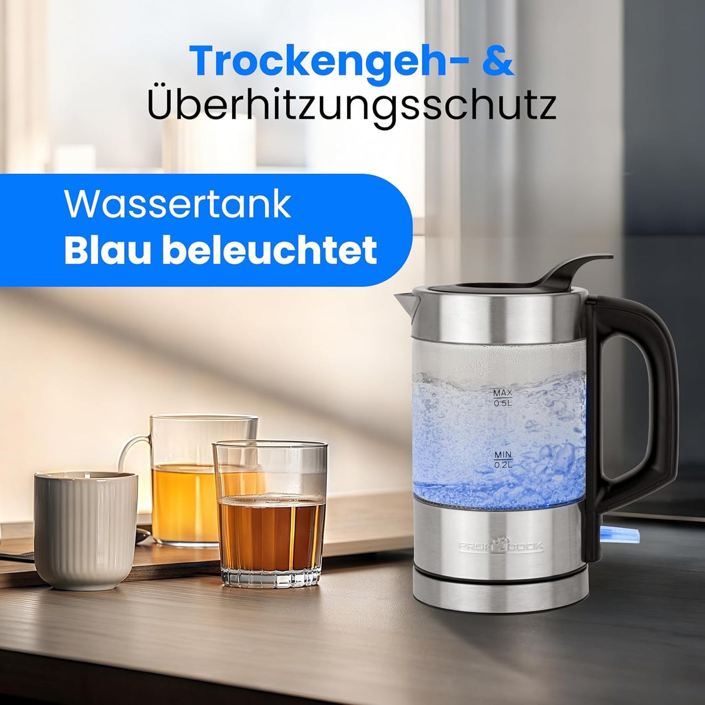 PC-WKS 1228 G - Mini Wasserkocher, 0.5 Liter