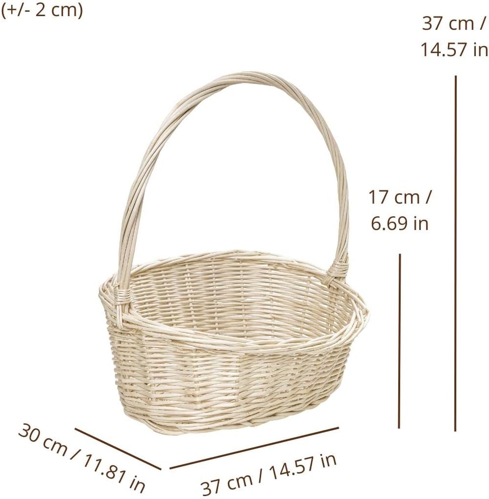 Ovaler Geschenkkorb aus Weide mit Henkel, 37 x 30 x 37 cm
