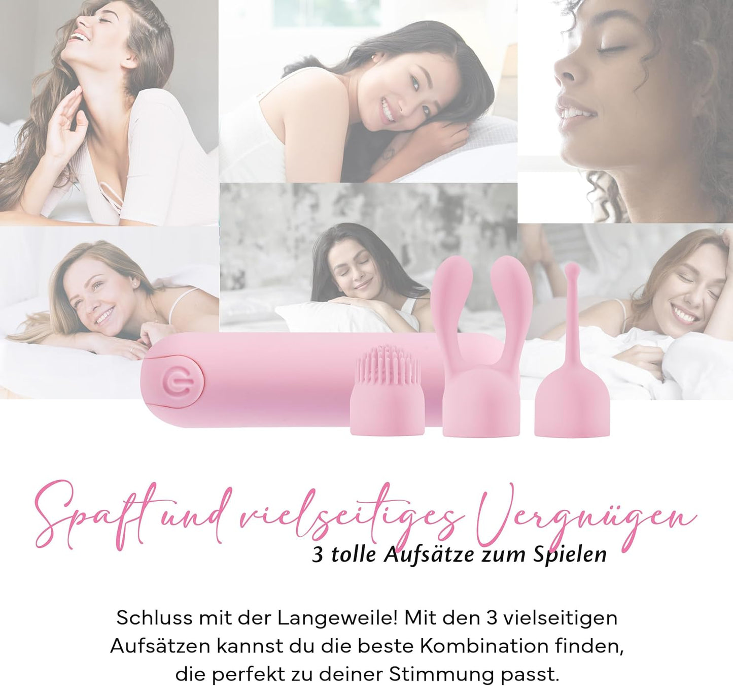 Mini-Vibrator mit 10 Modi & 3 Aufsätzen, Blushing Bride