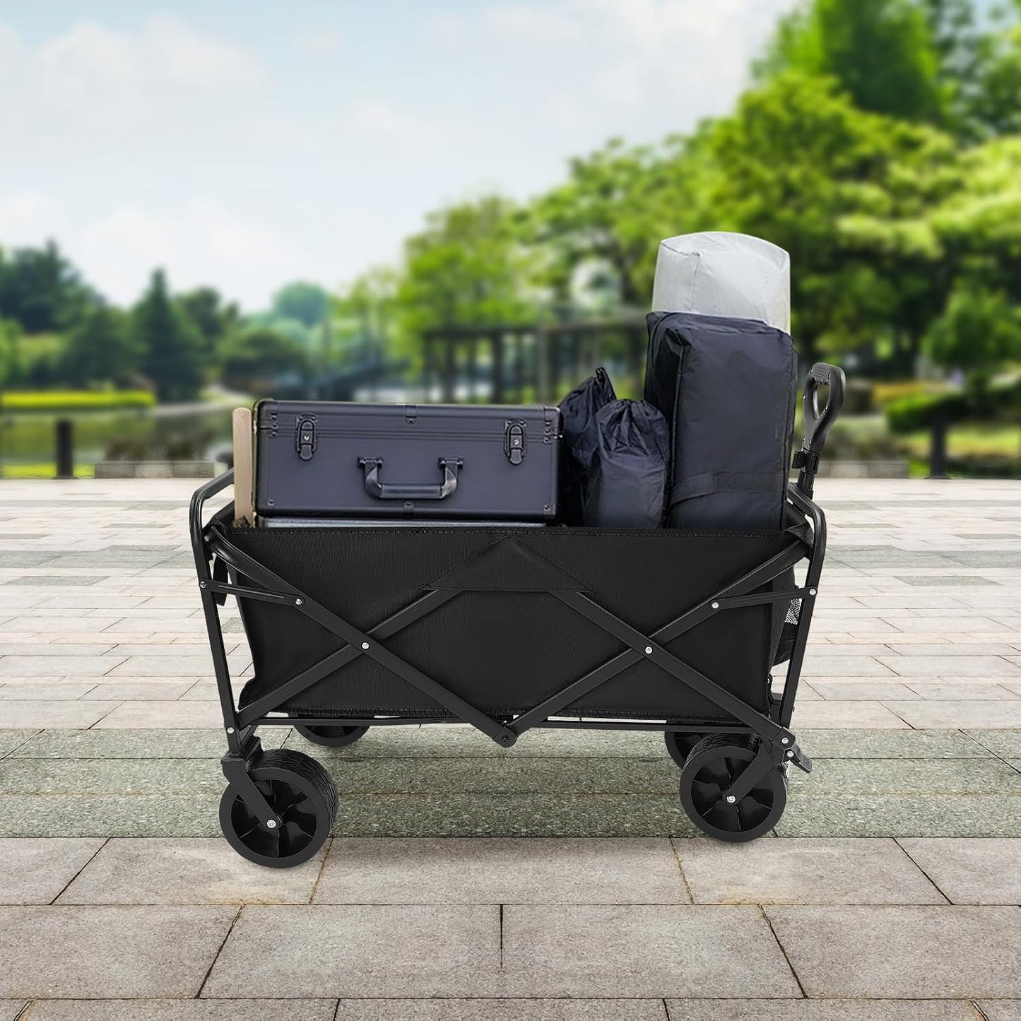 Klappbarer Strandwagen, Schwarz