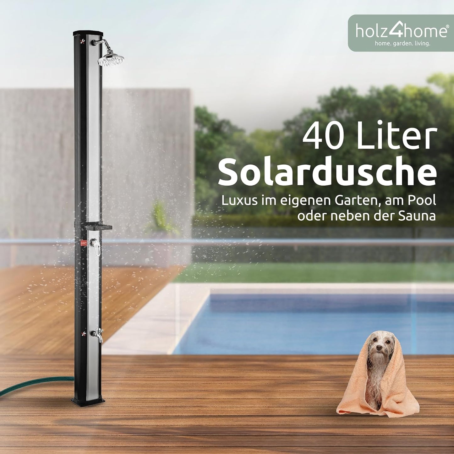 Solardusche für Garten & Pool mit Warmwasser (40 L), 40 L