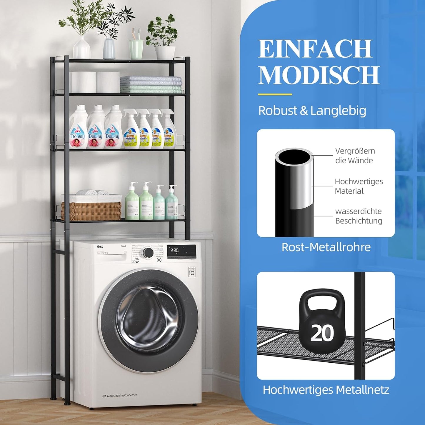 Waschmaschinenregal Überbauschrank 4 Ebenen