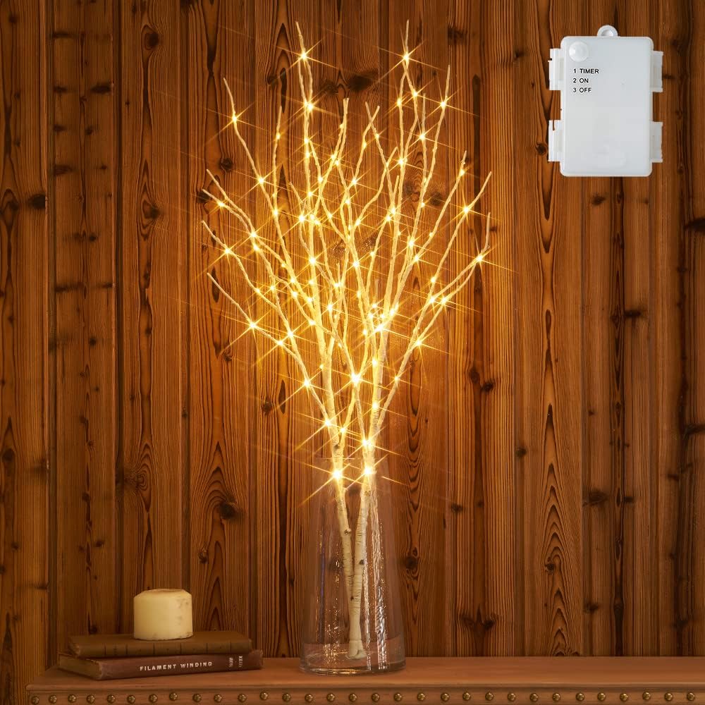 Beleuchtete Weidenäste mit 100 LEDs, 2er-Pack, 80CM Weiss Zweig