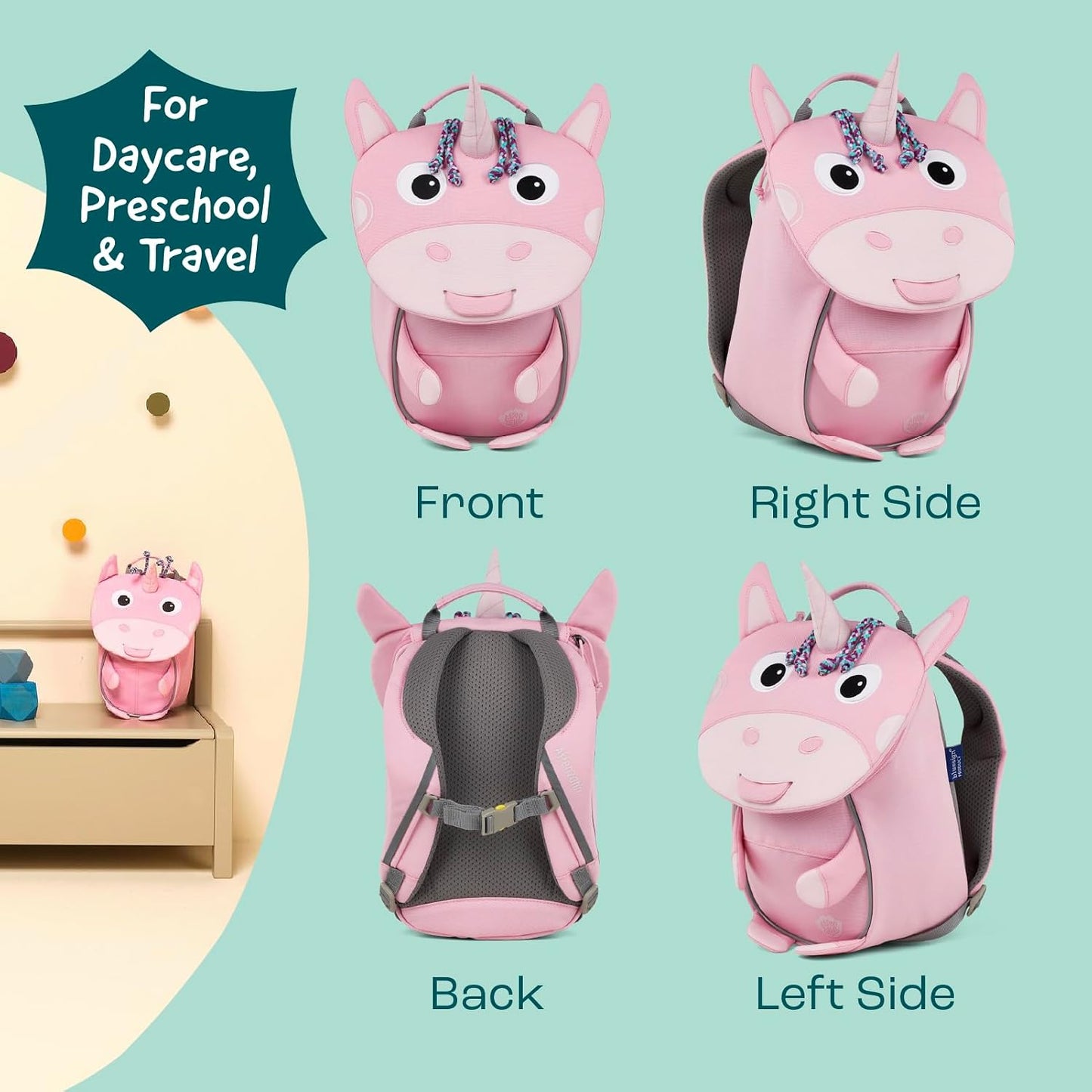 Ergonomischer Kindergartenrucksack Kleiner Freund, Einheitsgrösse Einhorn - Rosa