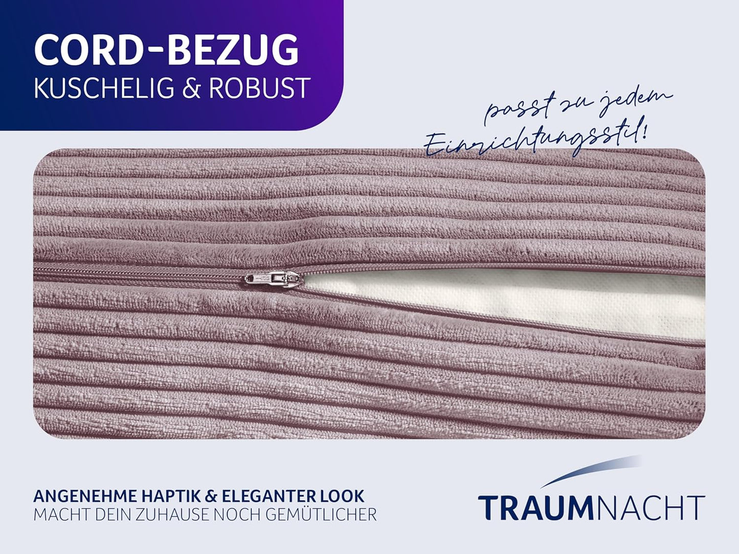 Cozy Rückenkissen, Altrosa Kord (100% Polyester)