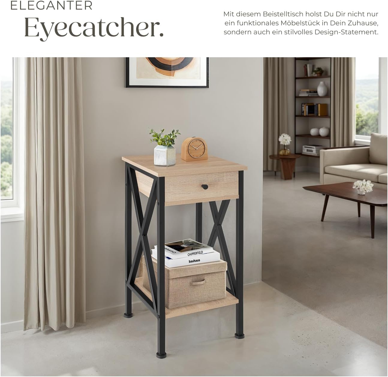 Beistelltisch Dayton, Dayton Industrial Holz Hell, Eiche Sonoma