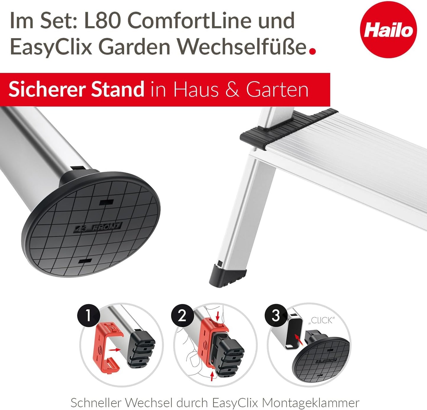 Stehleiter L80 ComfortLine mit EasyClix Garden, 4 Stufen, inkl. EasyClix Garden L