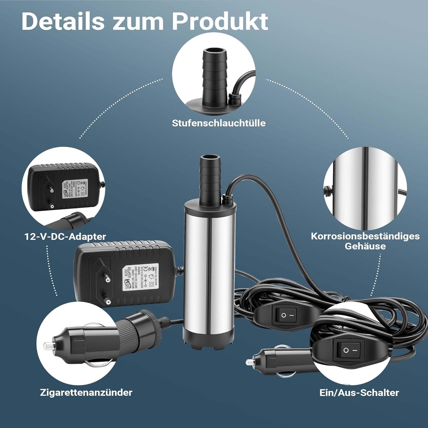 Mini Tauchpumpe 12V für Wasser & Dieselöl