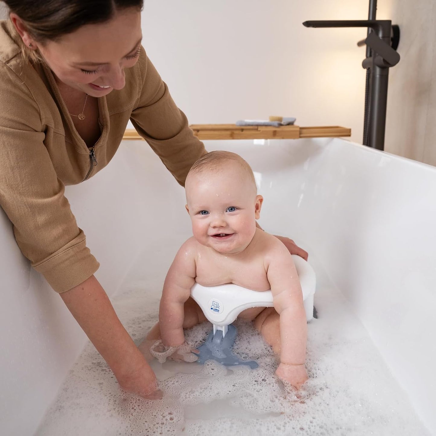 Badewannensitz mit Kindersicherung, Misty Blau