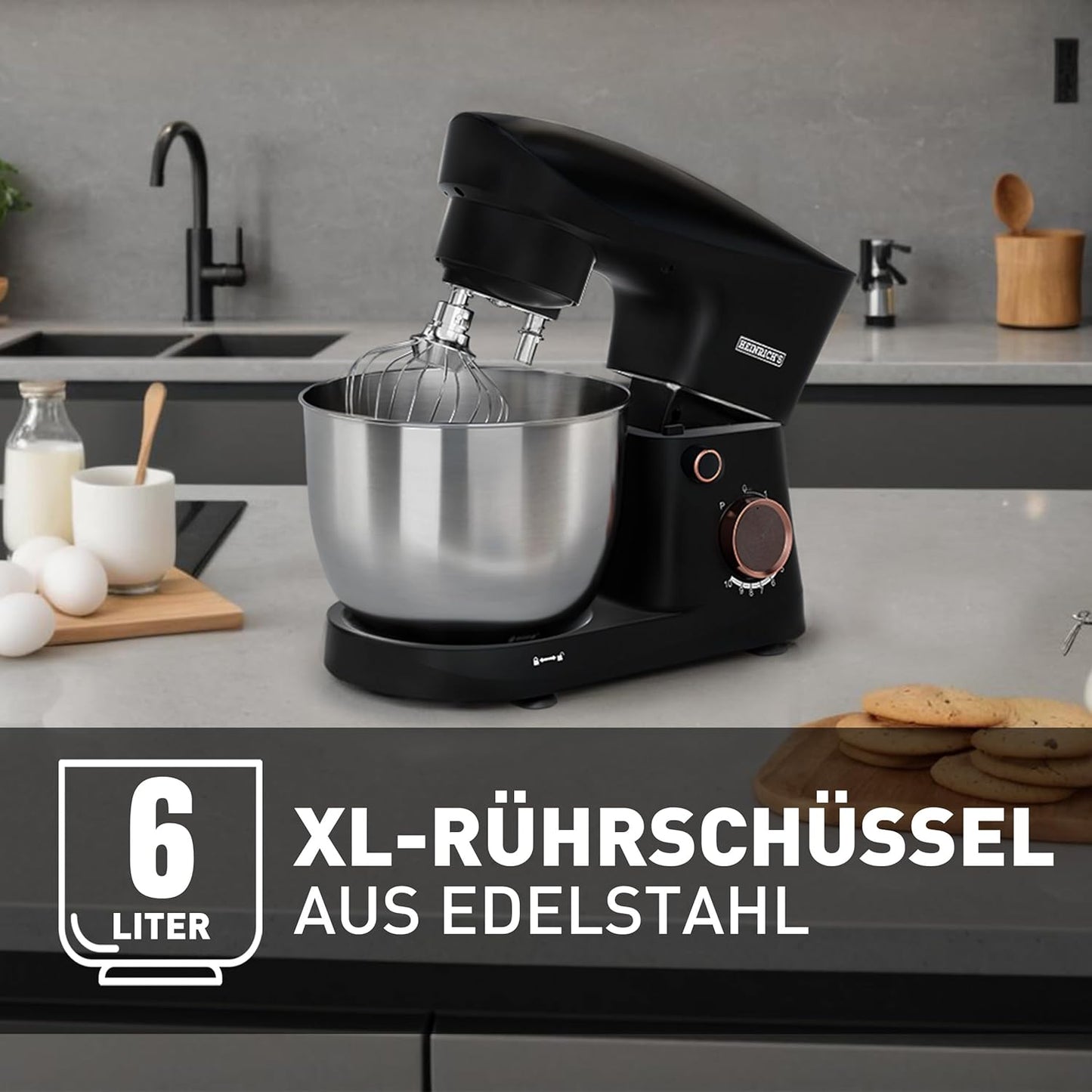 Küchenmaschine mit 10 Geschwindigkeiten, Schwarz