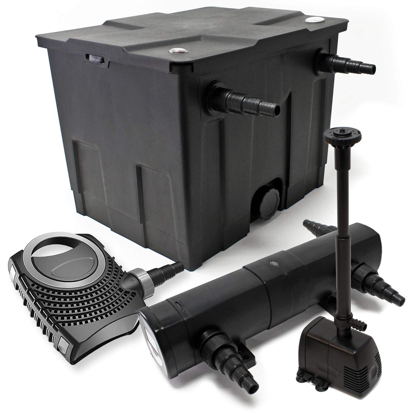 Teichfilter Komplettset bis 12000L mit Pumpe und Klärer, CBF-350 + NEO10000 + CUV-236 + HJ-943
