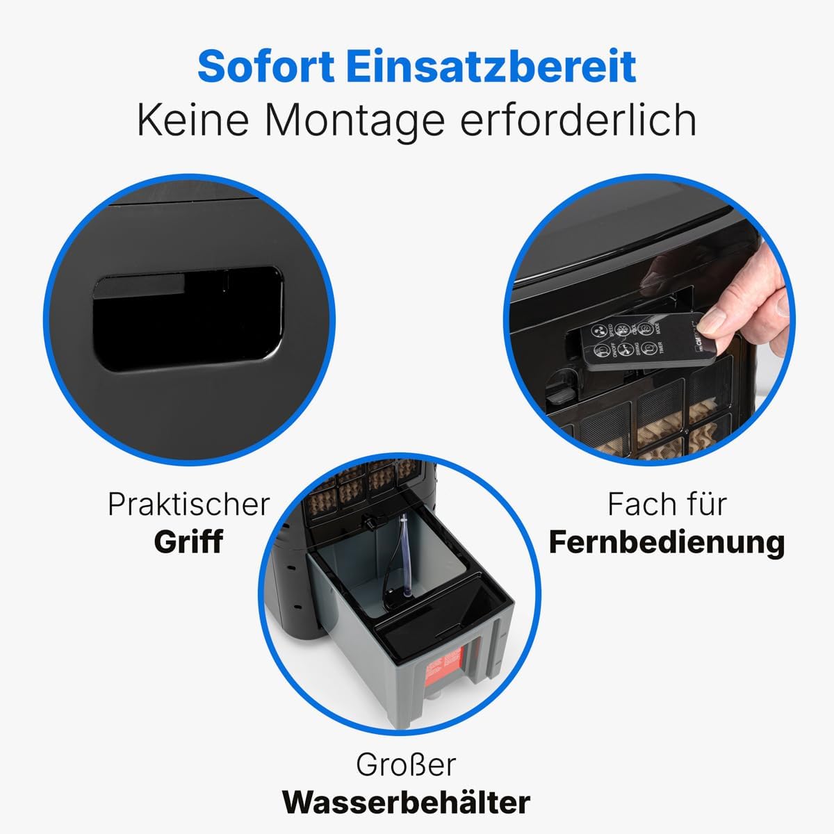 3in1 Luftkühler mit Timer & Fernbedienung, Schwarz
