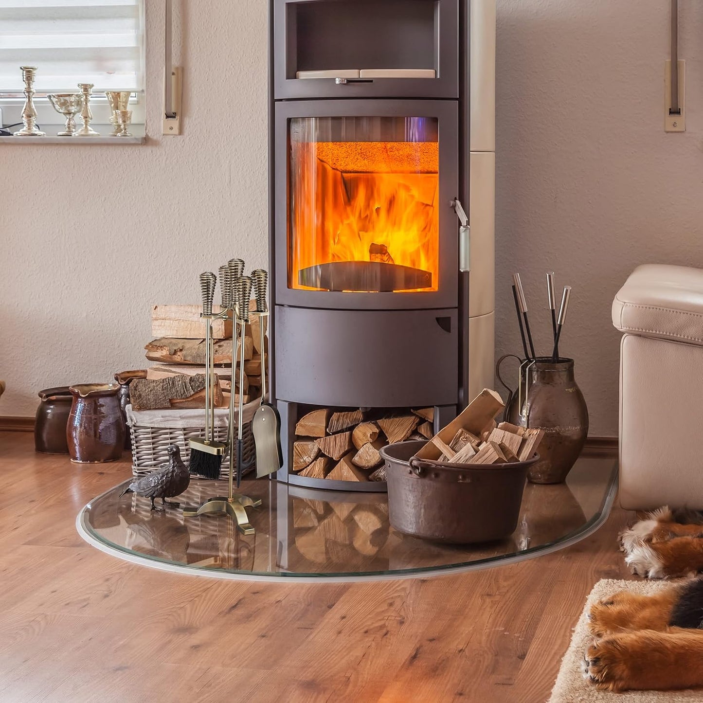5-teiliges Kaminbesteck-Set mit Ständer