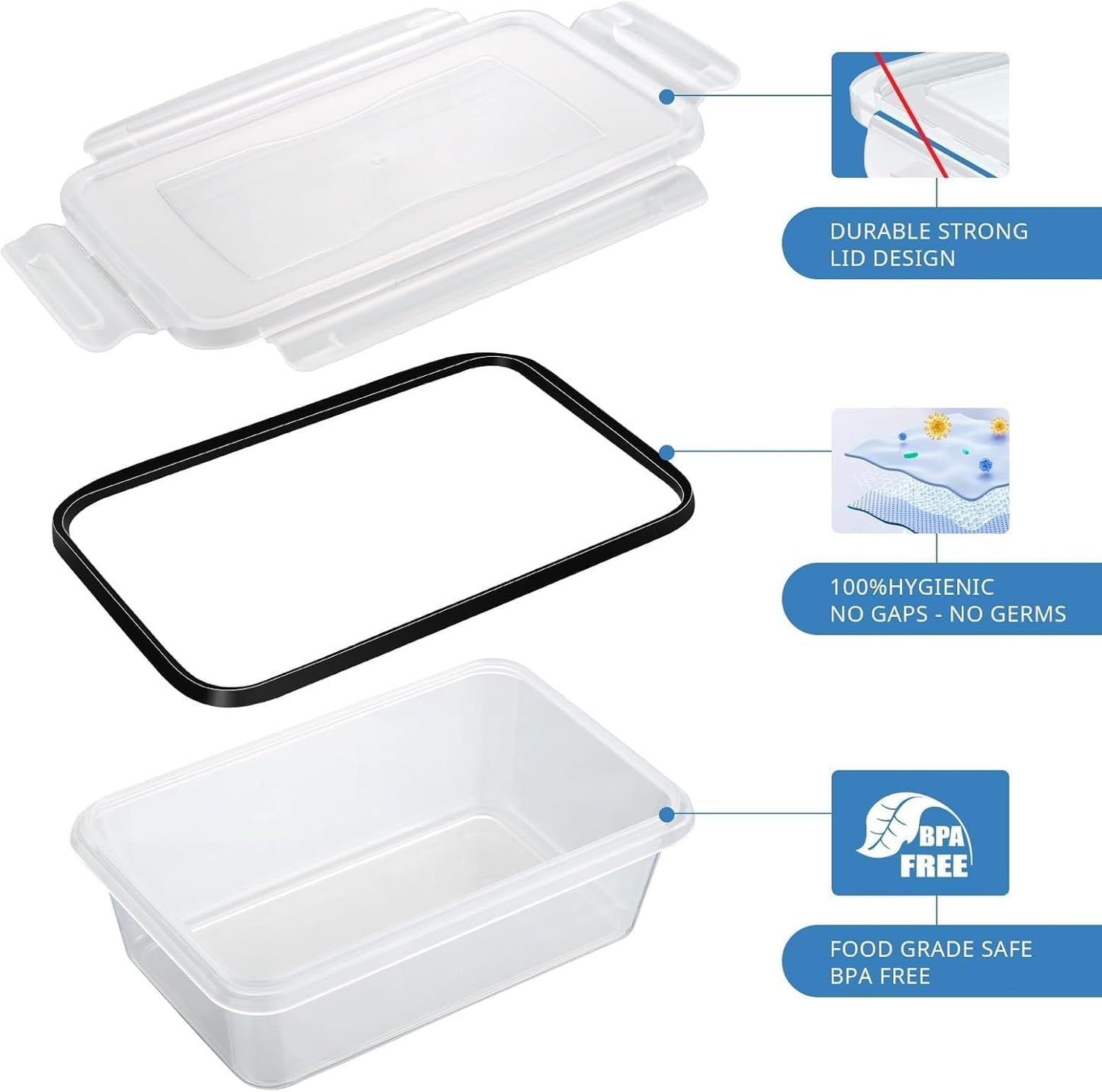 10er Set Frischhaltedosen luftdicht stapelbar, 1 L, 10PCS-1L