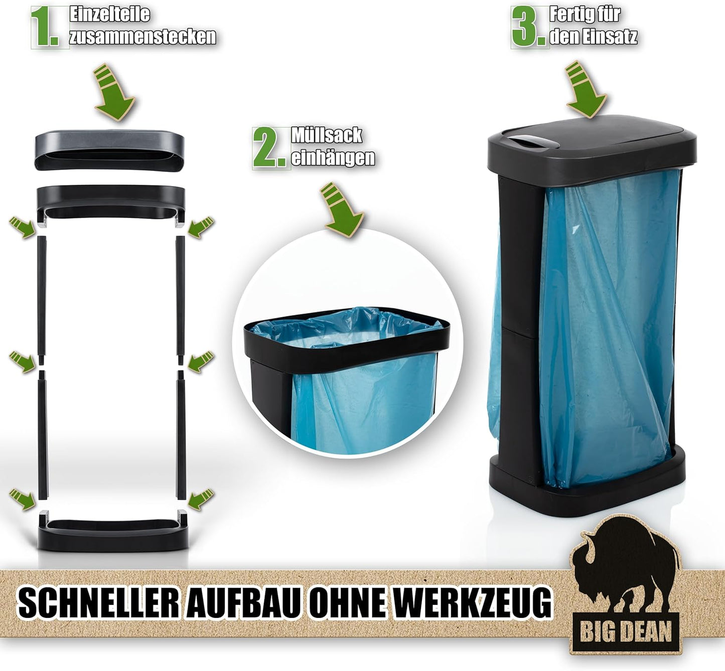 2-teiligesMüllsackständer-Set für Innen & Aussen (2 Stück), 2