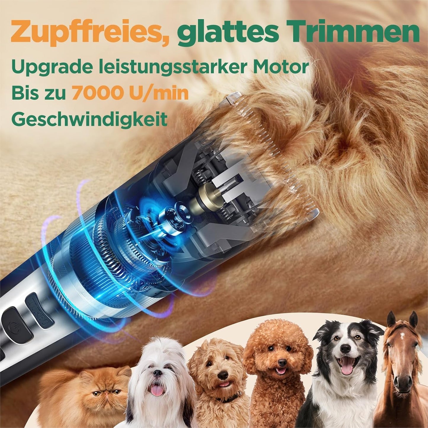 3in1 Hundeschermaschine, 3-in-1 Schermaschine + Scherenset Silber