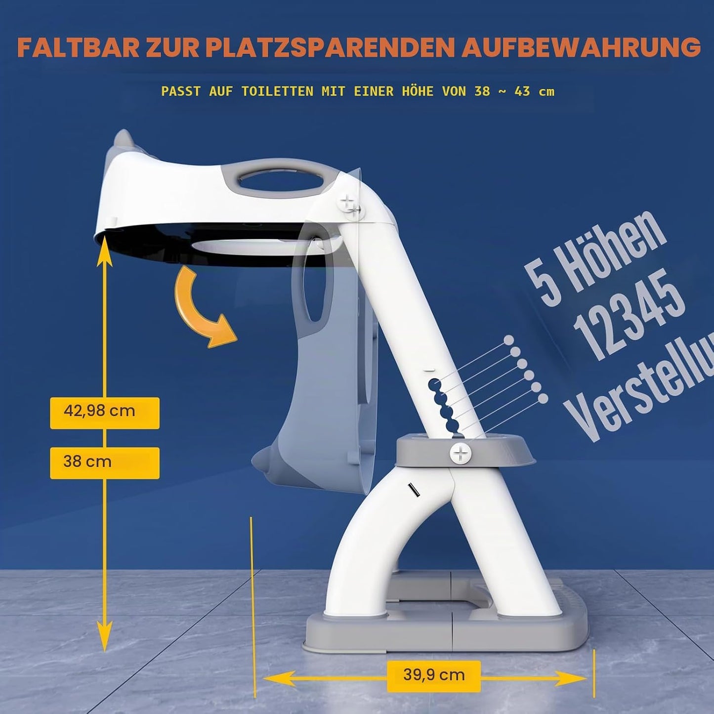 2-in-1 Toilettenaufsatz mit Treppe für Kinder, Grau-8898