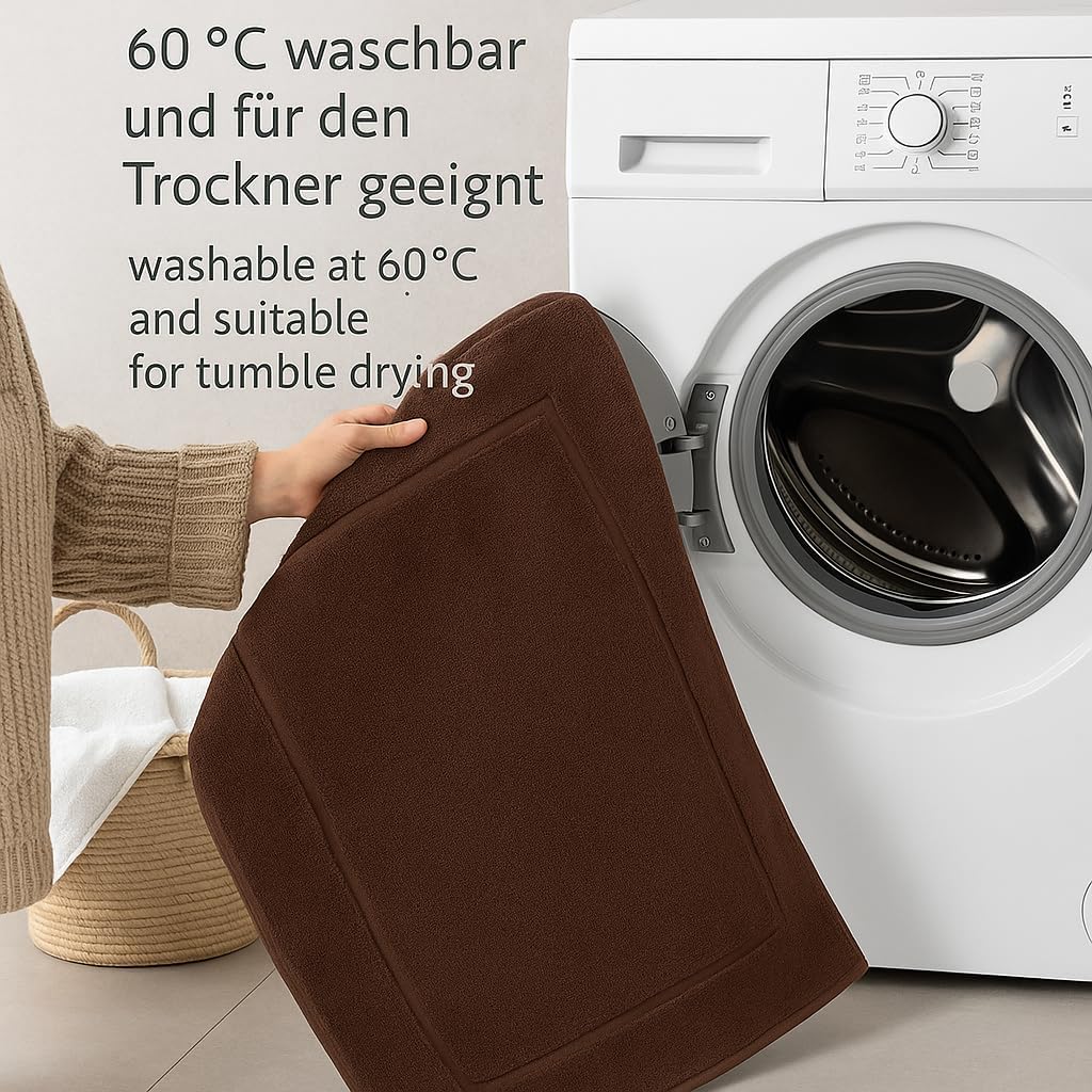 2er-Set Badematten, 50x70 cm, 2x Badvorleger Nuss