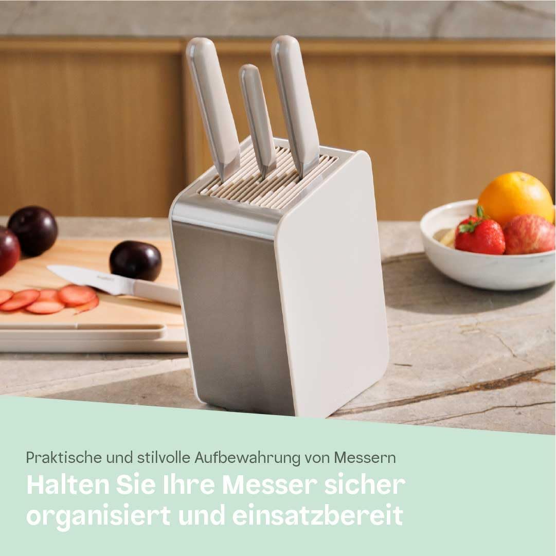 Messerblock-Set mit Küchenmessern, Sand 6-teilig
