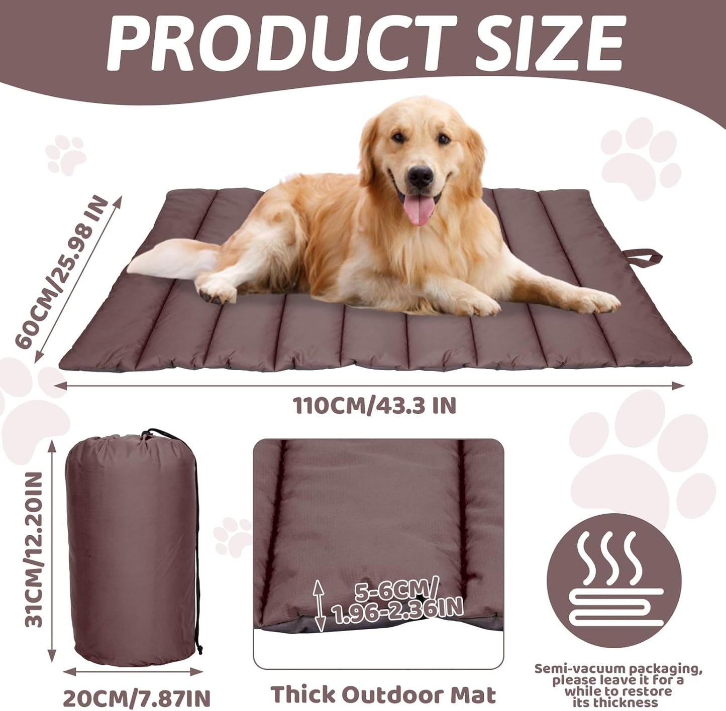 Wasserdichte Hundematte für Outdoor, Braun/Blau