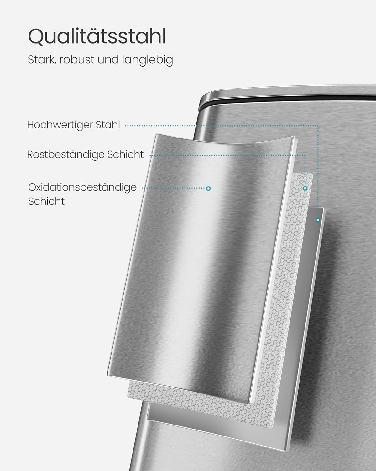 Tretmülleimer mit Softclose, metallicsilber 30 L