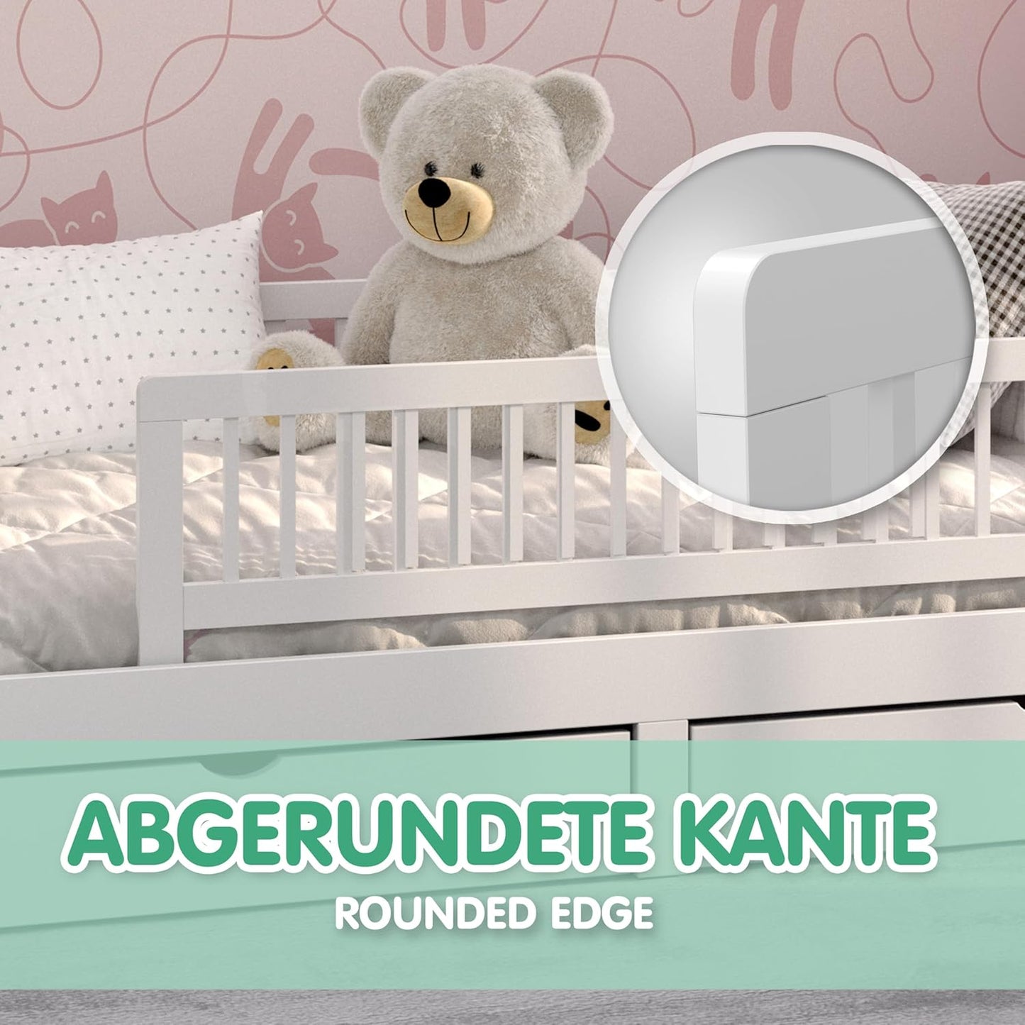 Kinder Bettgitter klappbarer Rausfallschutz (115x40 cm), 115 x 40 x 5 cm Weiss