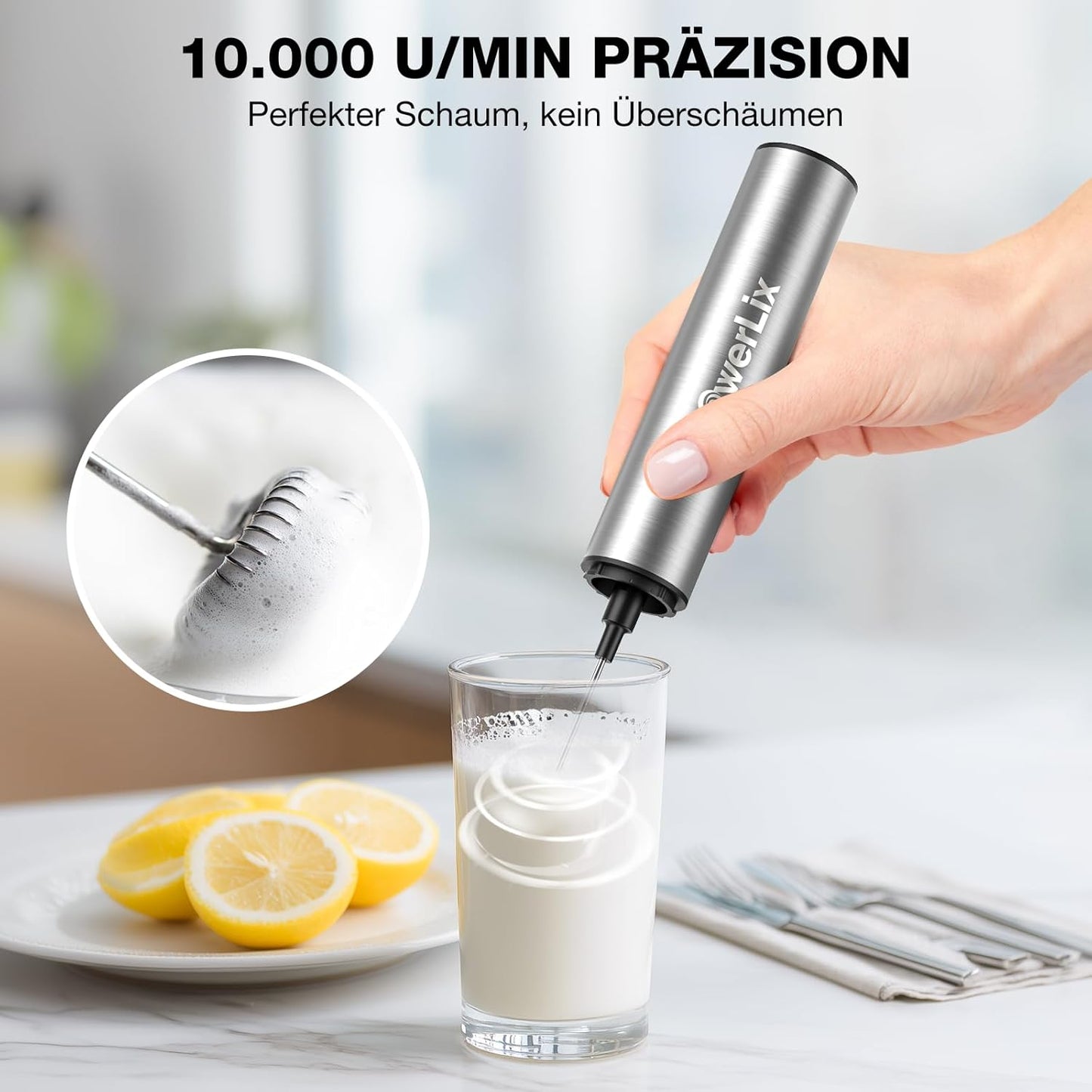 Elektrischer Milchschäumer Pro 3-in-1, Silber