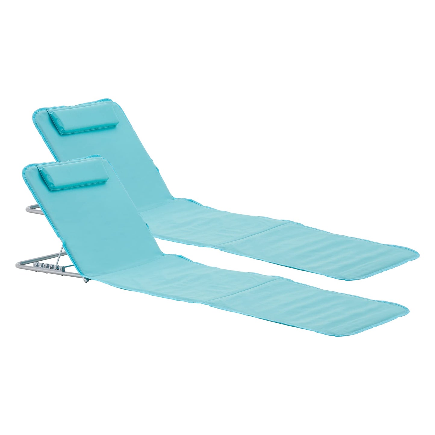Strandliege klappbar 2er-Set mit verstellbarer Rückenlehne, Türkis