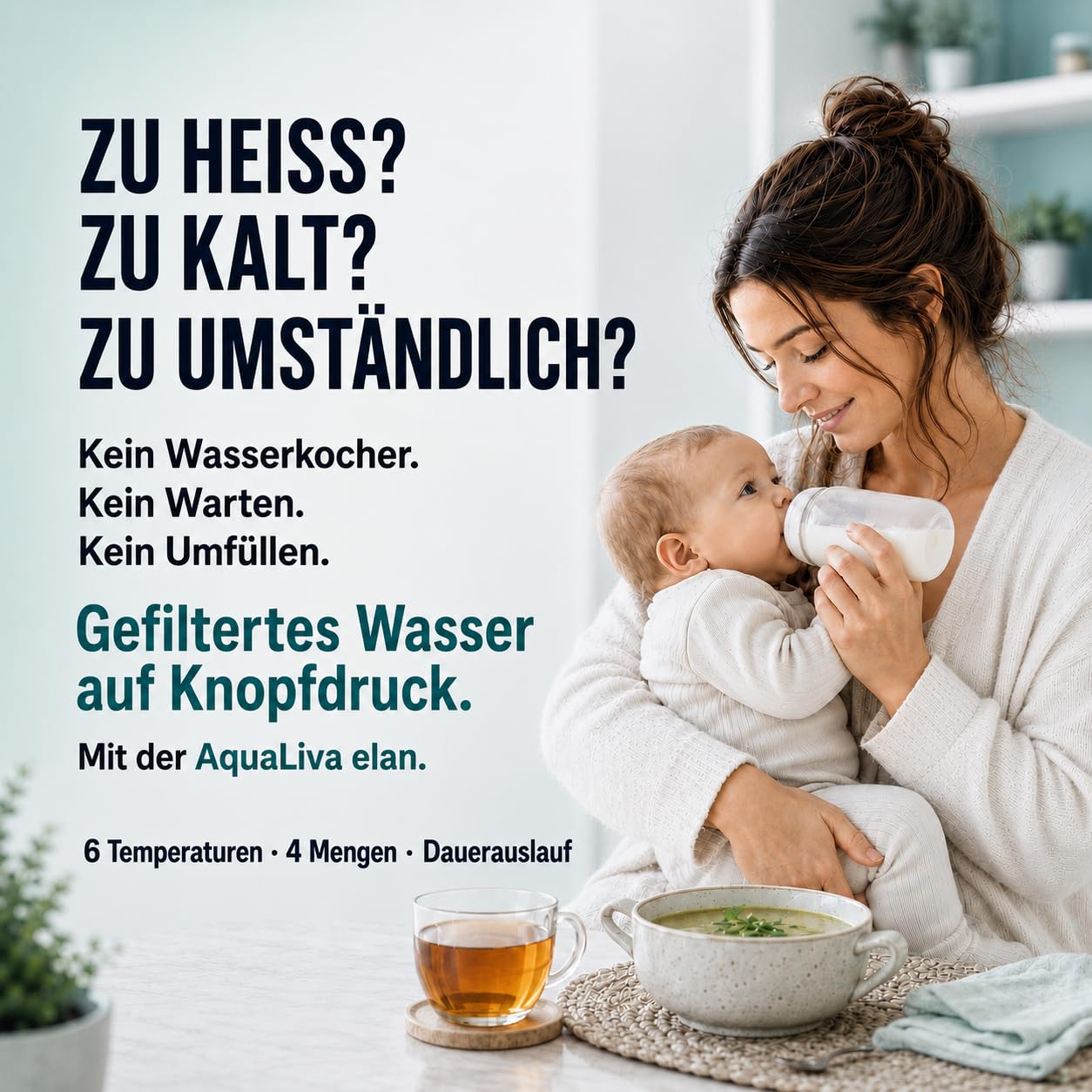 Auftisch Umkehrosmoseanlage Aqualiva Elan mit Heisswasserspender, Osmoseanlage: Weiss
