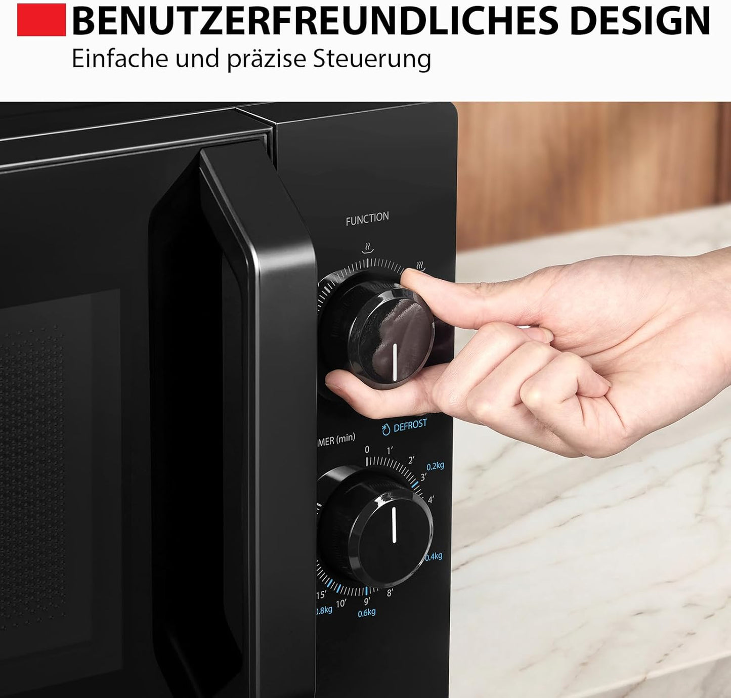 MW2-MM20PE(BK) Mikrowelle mit Auftaufunktion, 5 Leistungsstufen 20L Schwarz