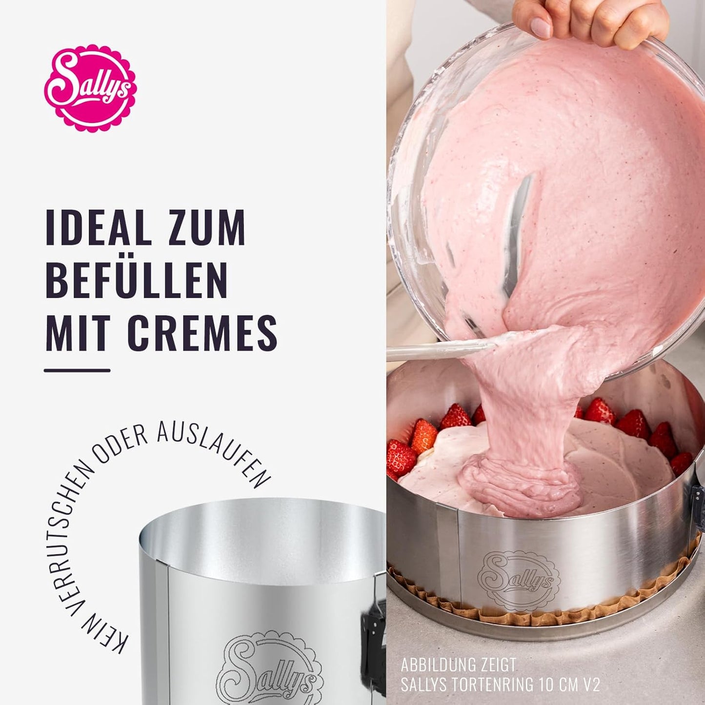 Verstellbarer Tortenring, 10 cm hoch, ⌀ 12-18 cm