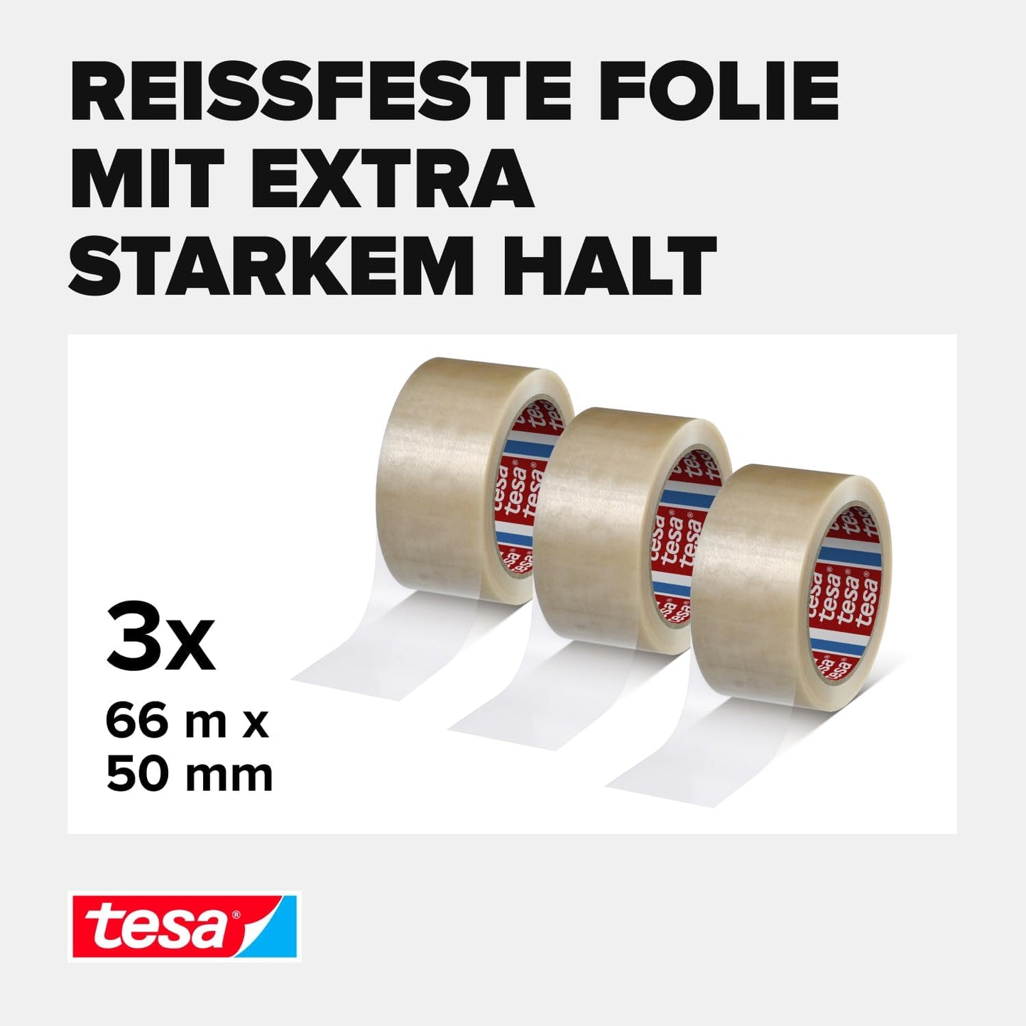 3-teiliges Klebeband-Set, Transparent 66 m x 50 mm | 3 Stück 3 Rolls