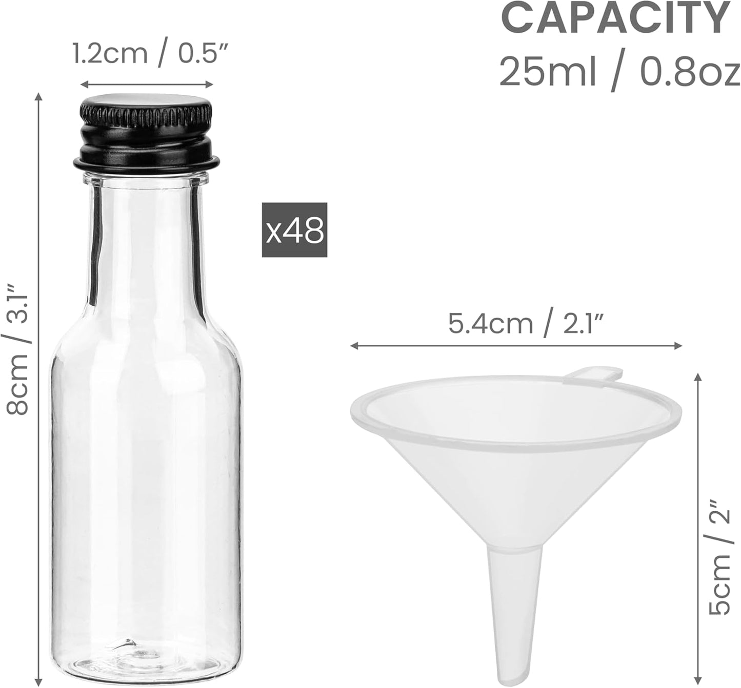 Kleine Schnapsflaschen zum Befüllen, 48 Stück, 25 ml - 48 Pack
