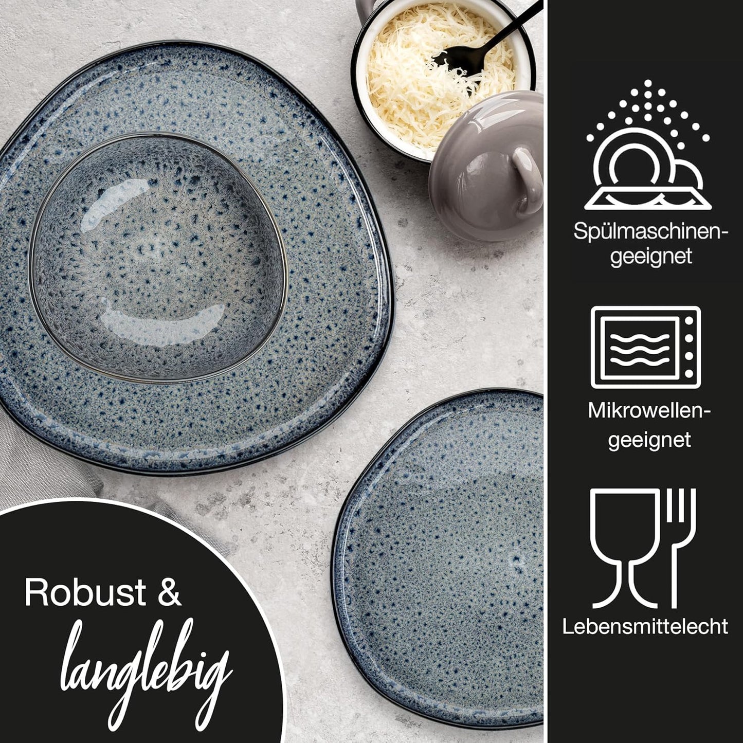 6-teiligs Müslischalen-Set, Grau Schalen (6x)
